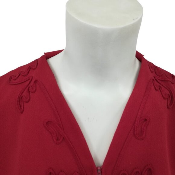 Vintage Handmade Zip Front Belted Embroidered Short Sleeve Mod Dress Size XL? - Picture 2 of 12